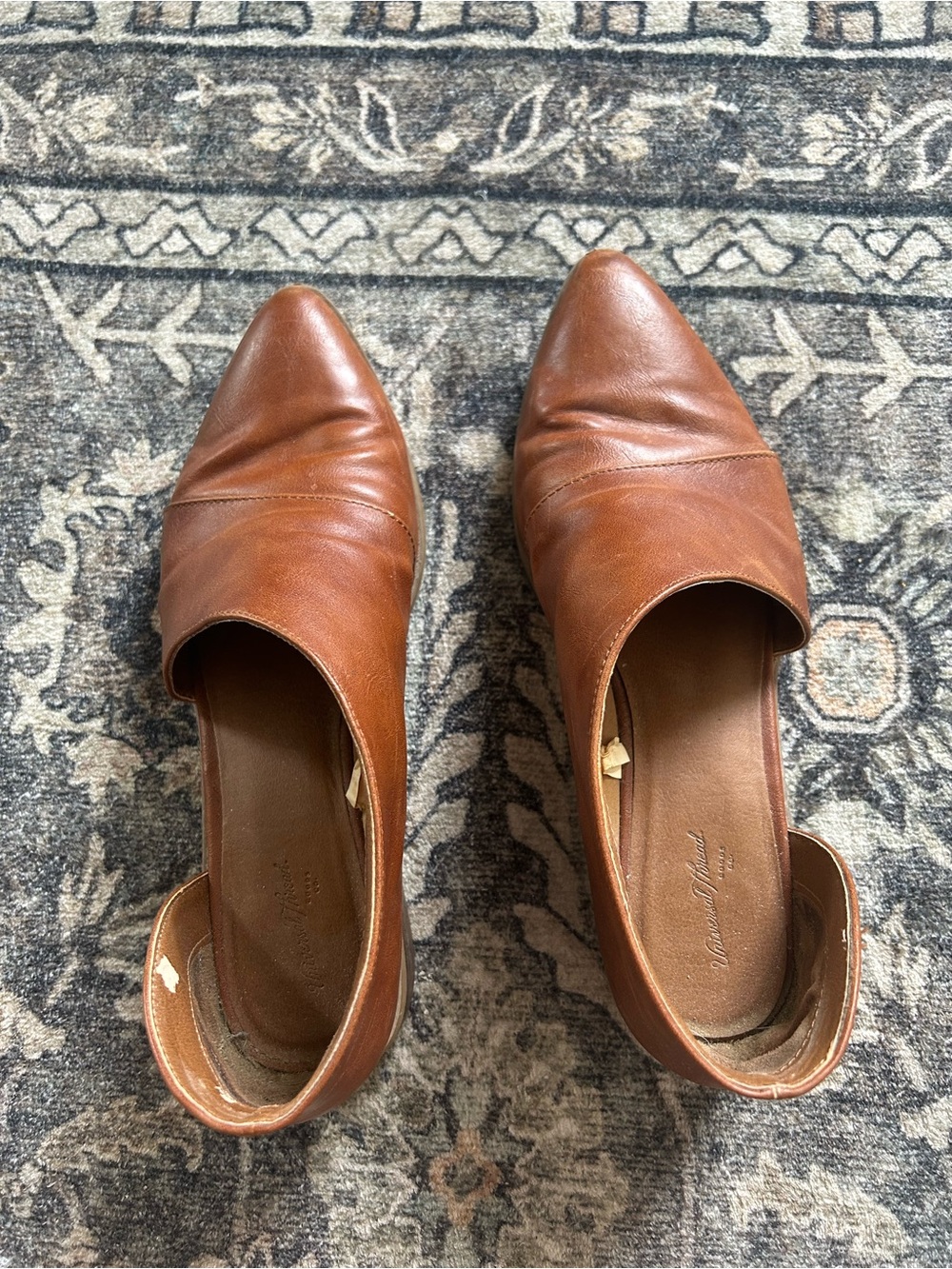 Universal Thread Brown Pointed-Toe Leather Mules - Picture 3 of 4